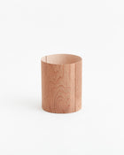 Wood and Leather Wastebasket