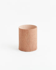 Wood and Leather Wastebasket