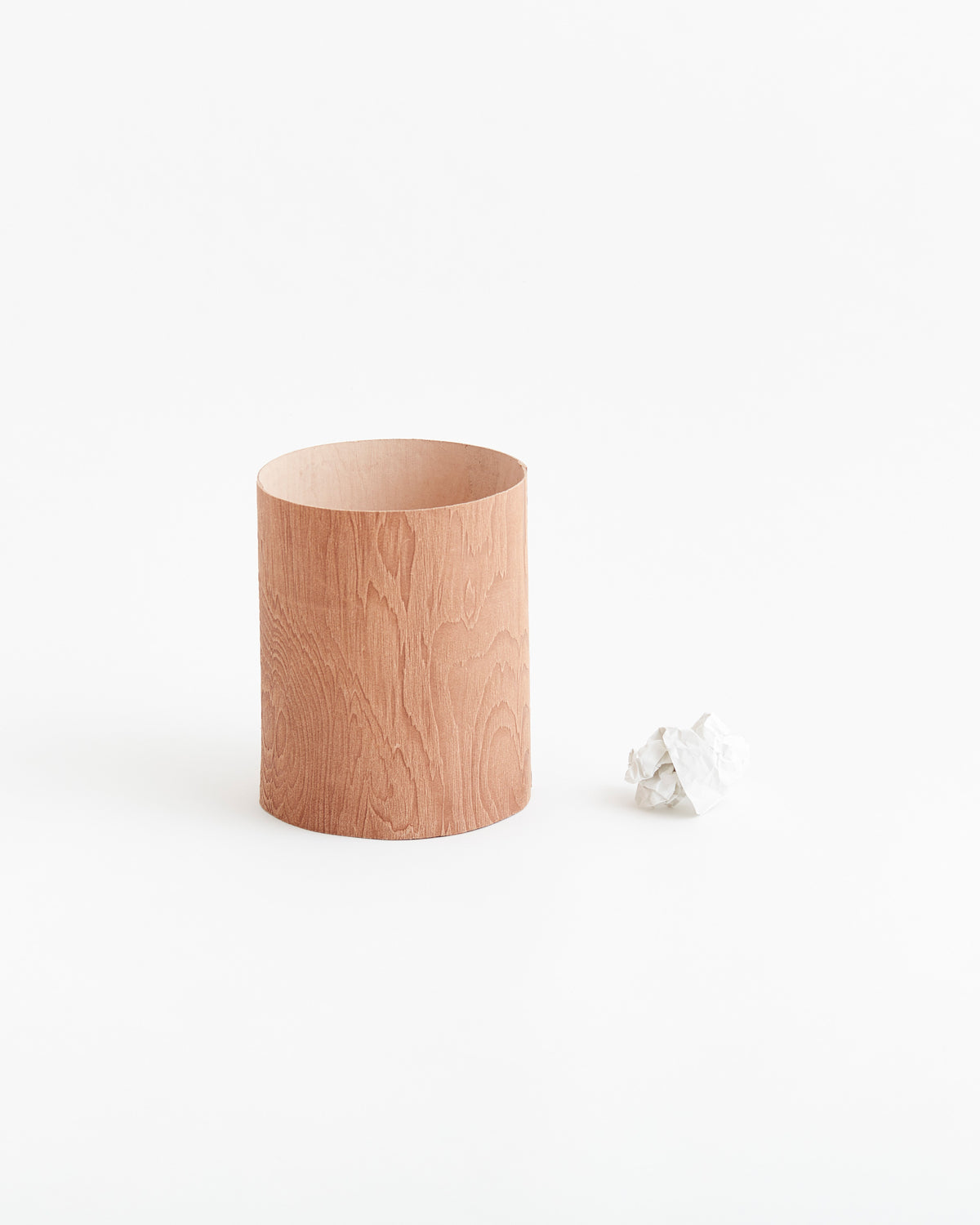 Wood and Leather Wastebasket