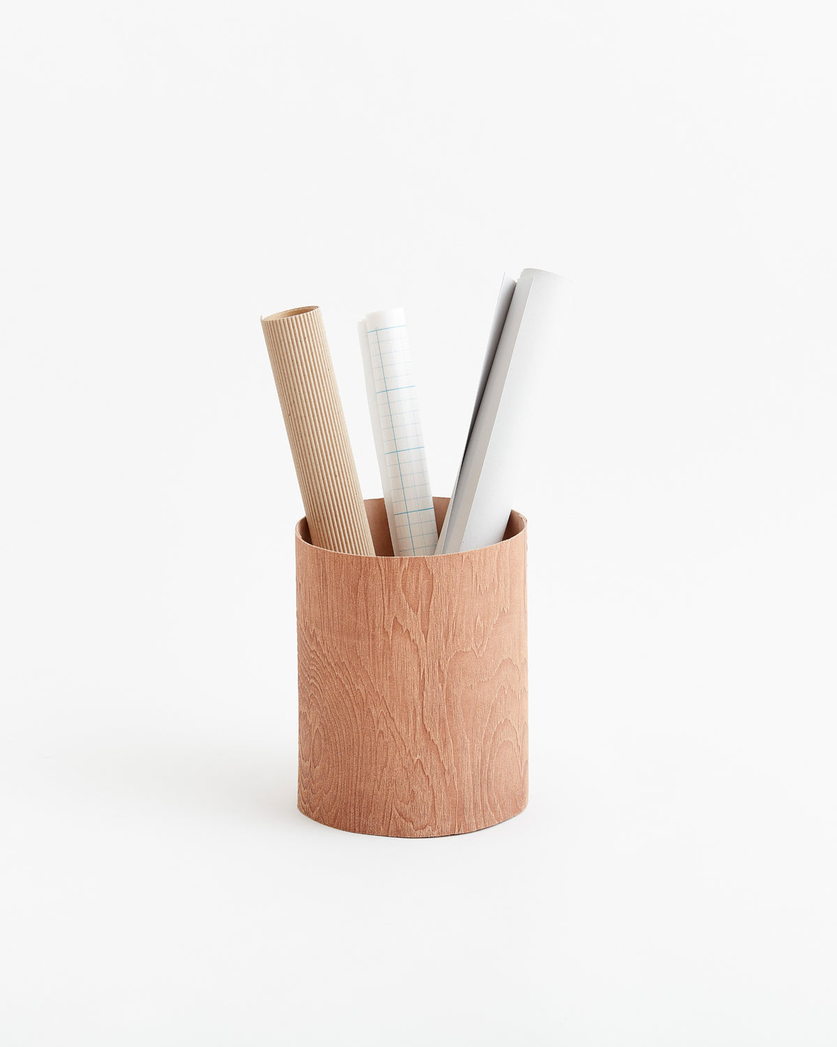 Wood and Leather Wastebasket