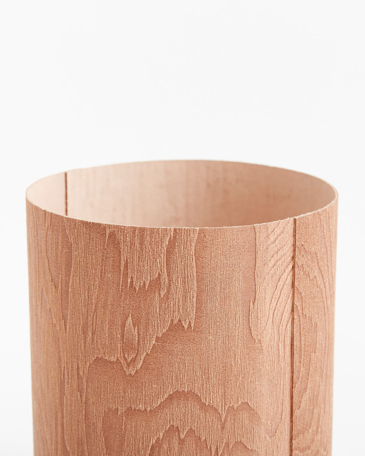 Wood and Leather Wastebasket