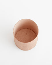 Wood and Leather Wastebasket
