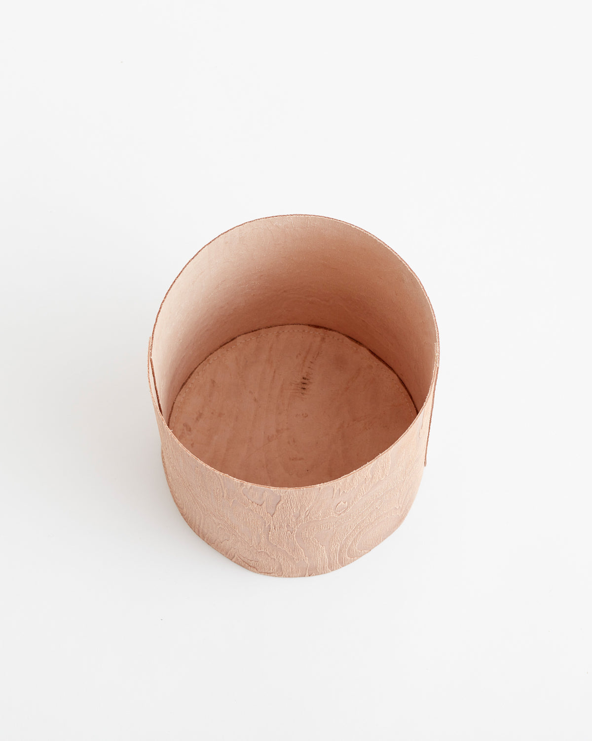 Wood and Leather Wastebasket
